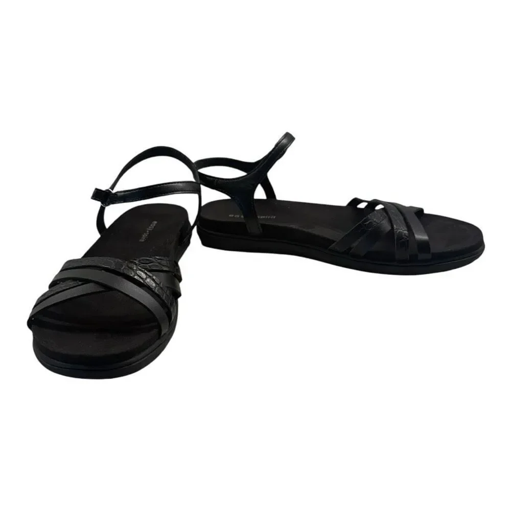 Easy Spirit Dottle 3 Embossed Comfort Sandals Women’s Size 8 Black Ankle Strap